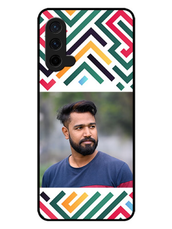 Custom OnePlus Nord CE 5G Personalized Glass Phone Case - Colorful Maze Pattern Design