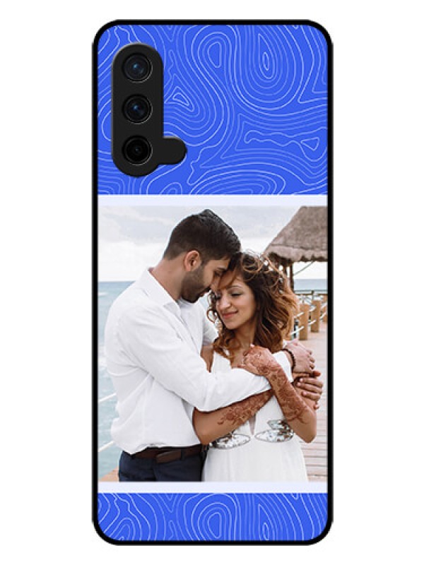 Custom OnePlus Nord CE 5G Custom Glass Mobile Case - Curved line art with blue and white Design