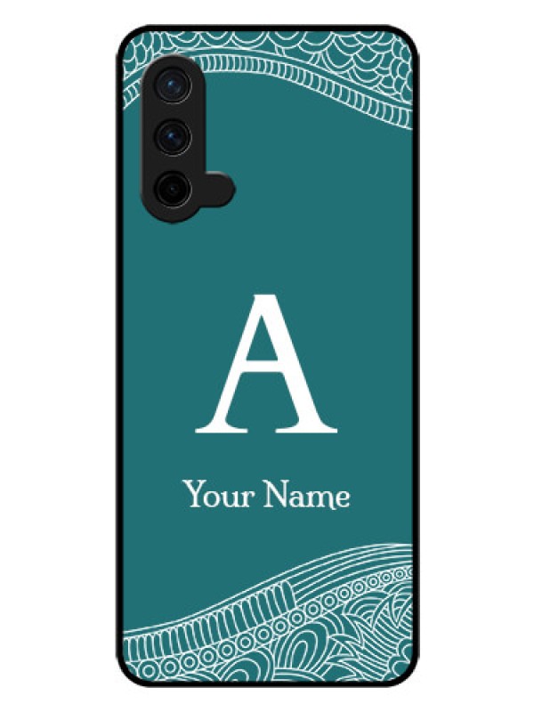 Custom OnePlus Nord CE 5G Personalized Glass Phone Case - line art pattern with custom name Design