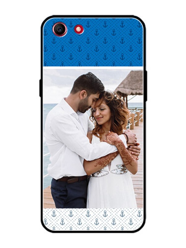 Custom Oppo A1 Photo Printing on Glass Case  - Blue Anchors Design