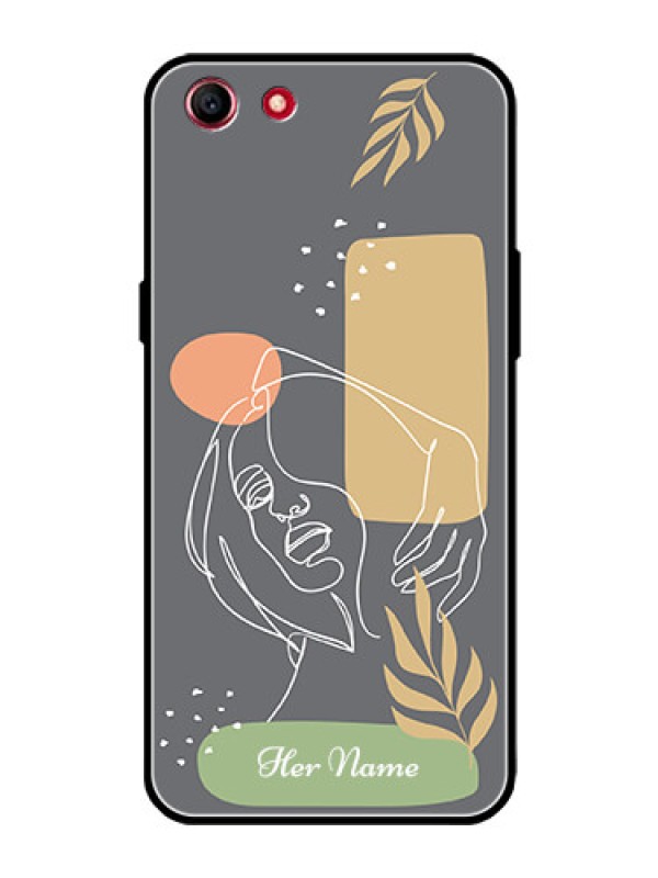 Custom Oppo A1 Custom Glass Phone Case - Gazing Woman line art Design