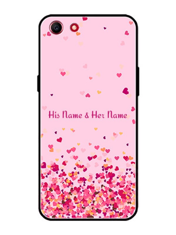 Custom Oppo A1 Photo Printing on Glass Case - Floating Hearts Design