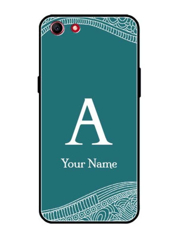Custom Oppo A1 Personalized Glass Phone Case - line art pattern with custom name Design
