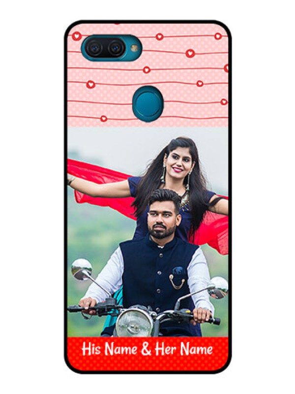 Custom Oppo A12 Personalized Glass Phone Case  - Red Pattern Case Design