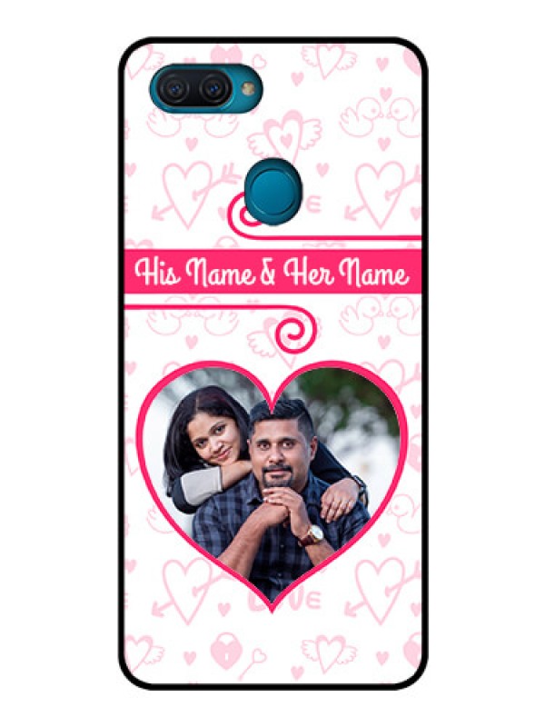 Custom Oppo A12 Personalized Glass Phone Case  - Heart Shape Love Design