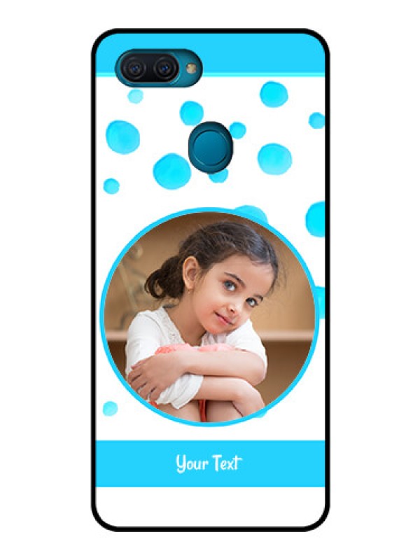 Custom Oppo A12 Photo Printing on Glass Case  - Blue Bubbles Pattern Design