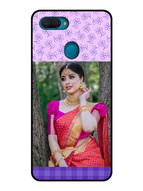 Custom Oppo A12 Custom Glass Phone Case  - Purple Floral Design