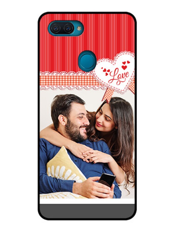 Custom Oppo A12 Custom Glass Mobile Case  - Red Love Pattern Design
