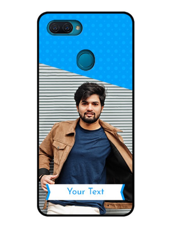 Custom Oppo A12 Photo Printing on Glass Case  - Simple Blue Color Design