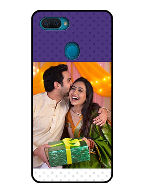Custom Oppo A12 Personalized Glass Phone Case  - Violet Pattern Design