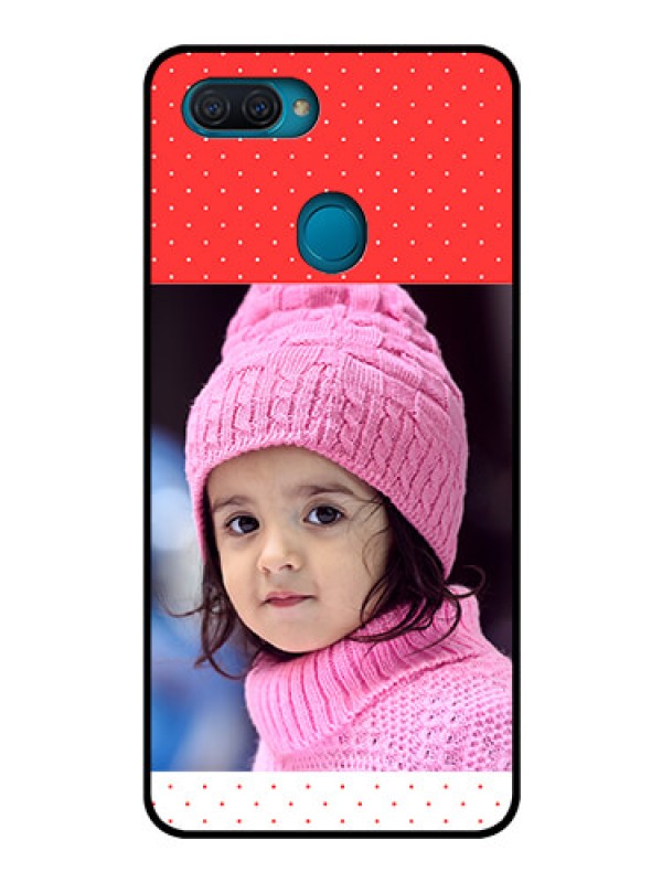 Custom Oppo A12 Photo Printing on Glass Case  - Red Pattern Design