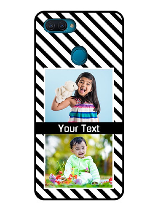 Custom Oppo A12 Photo Printing on Glass Case  - Black And White Stripes Design