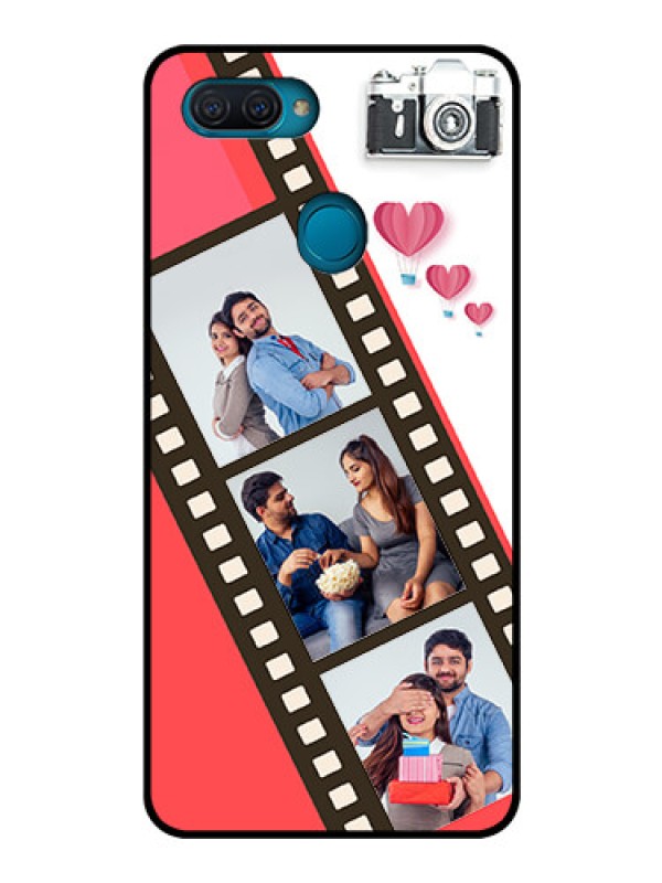 Custom Oppo A12 Personalized Glass Phone Case  - 3 Image Holder with Film Reel