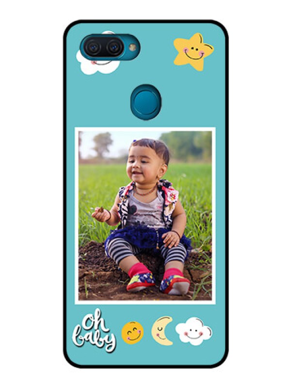 Custom Oppo A12 Personalized Glass Phone Case  - Smiley Kids Stars Design