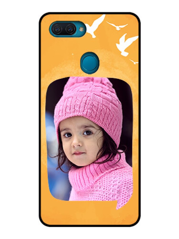 Custom Oppo A12 Personalized Glass Phone Case  - Water Color Design with Bird Icons