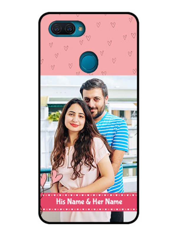 Custom Oppo A12 Personalized Glass Phone Case  - Love Design Peach Color