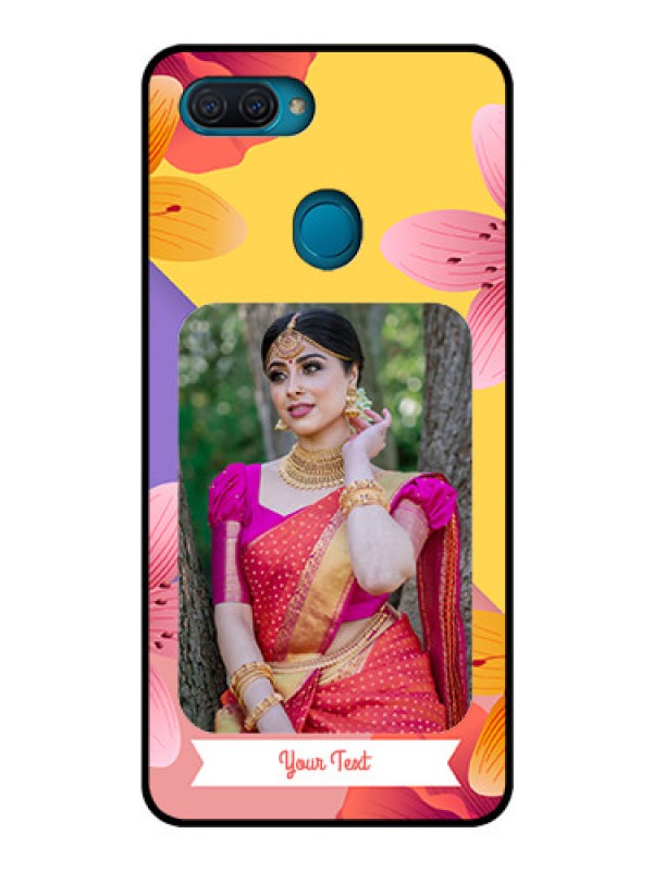 Custom Oppo A12 Custom Glass Mobile Case  - 3 Image With Vintage Floral Design