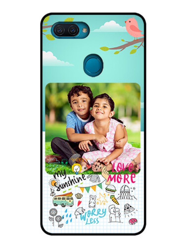 Custom Oppo A12 Photo Printing on Glass Case  - Doodle love Design