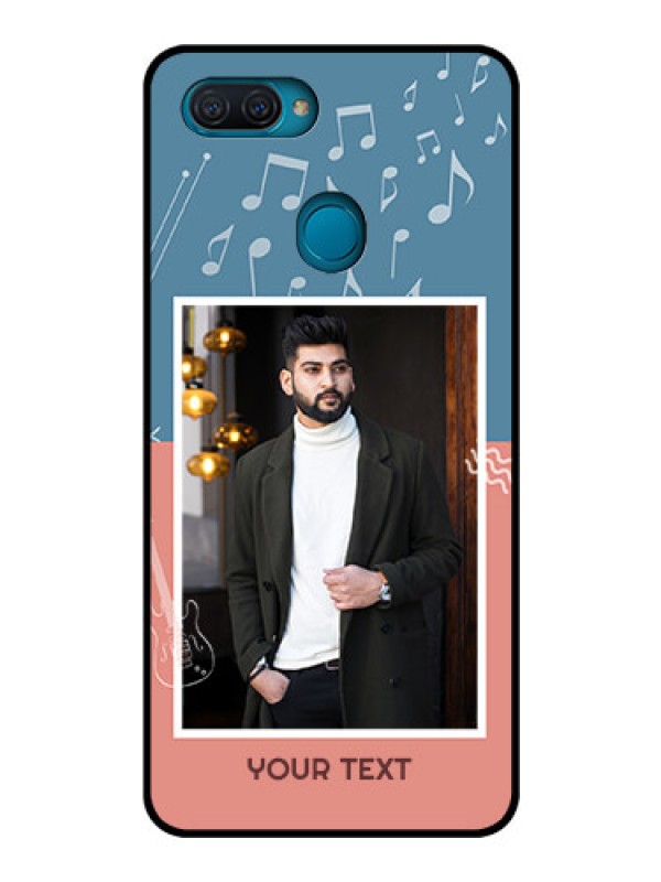 Custom Oppo A12 Photo Printing on Glass Case  - with Color Musical Note Design