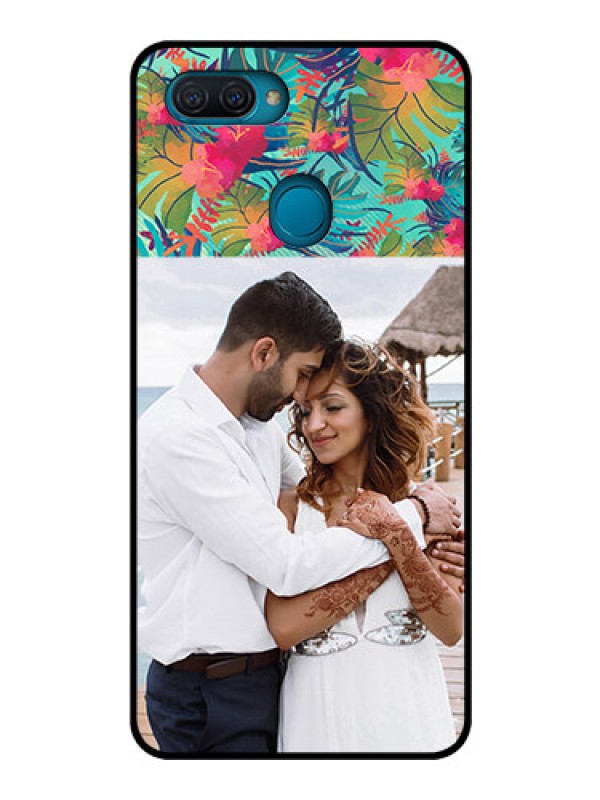 Custom Oppo A12 Photo Printing on Glass Case  - Watercolor Floral Design