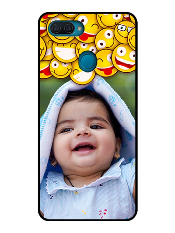 Custom Oppo A12 Custom Glass Mobile Case  - with Smiley Emoji Design
