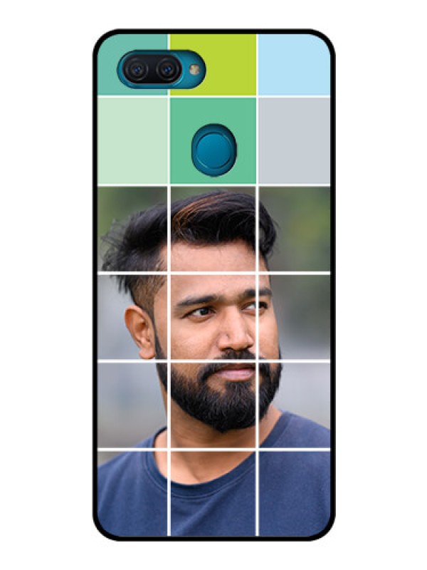 Custom Oppo A12 Photo Printing on Glass Case  - with white box pattern 