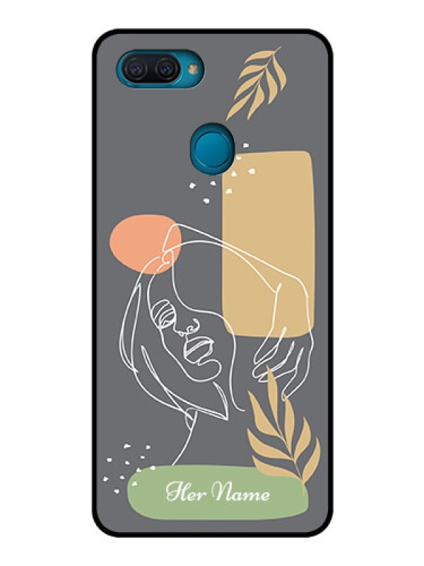 Custom Oppo A12 Custom Glass Phone Case - Gazing Woman line art Design