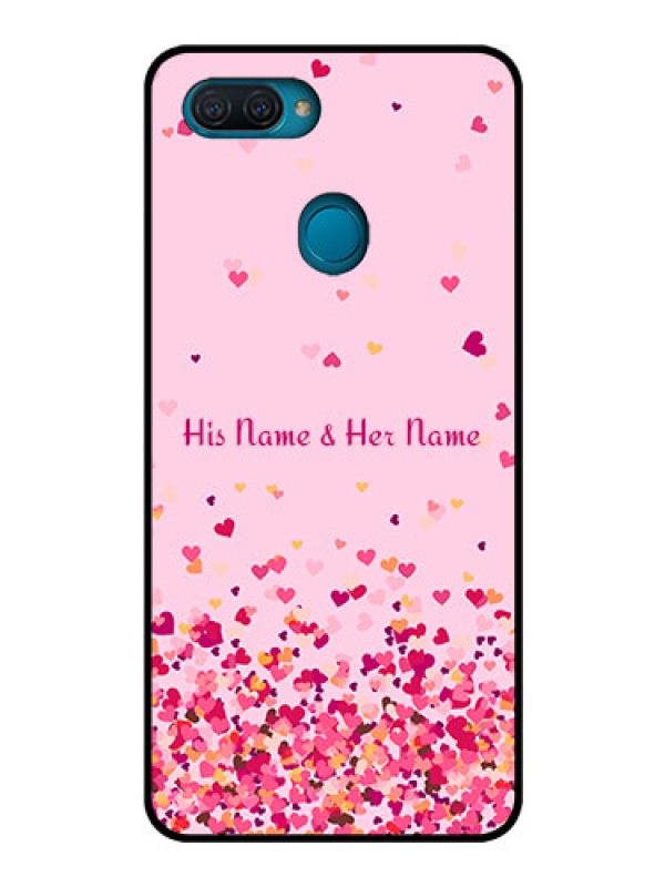 Custom Oppo A12 Photo Printing on Glass Case - Floating Hearts Design