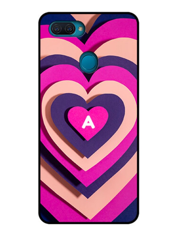 Custom Oppo A12 Custom Glass Mobile Case - Cute Heart Pattern Design