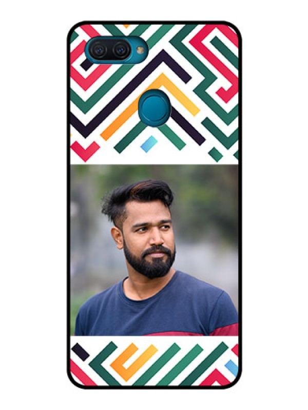 Custom Oppo A12 Personalized Glass Phone Case - Colorful Maze Pattern Design