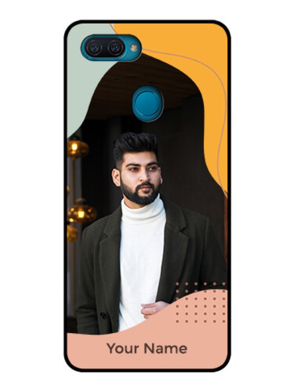 Custom Oppo A12 Personalized Glass Phone Case - Tri-coloured overlay design