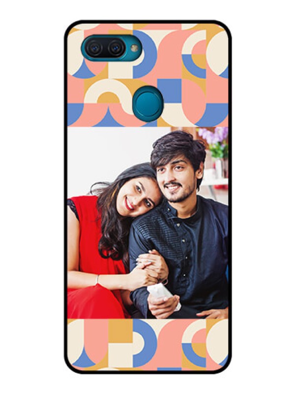 Custom Oppo A12 Photo Printing on Glass Case - Semi-circle Maze Pattern Design