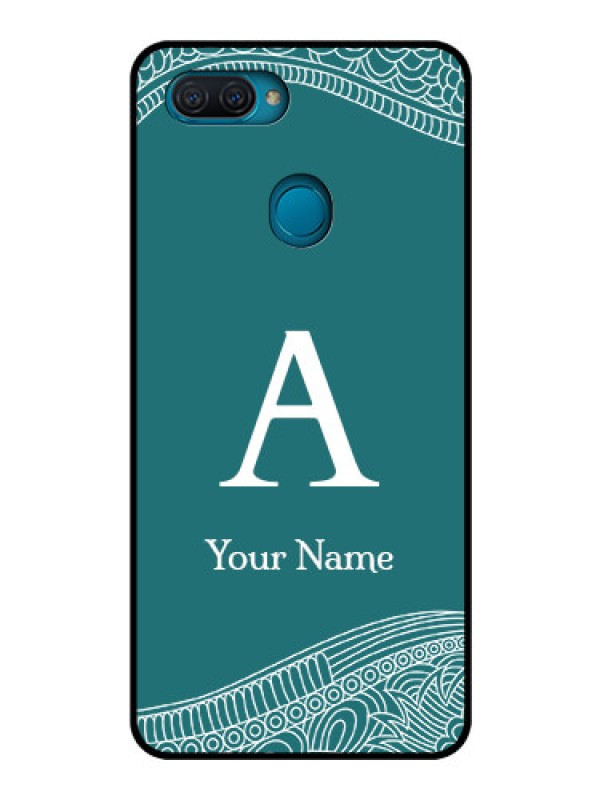 Custom Oppo A12 Personalized Glass Phone Case - line art pattern with custom name Design
