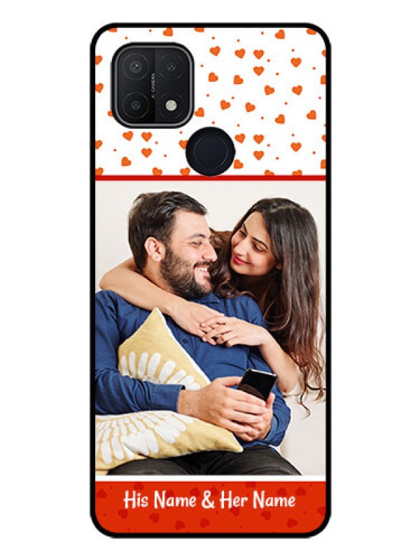 Custom Oppo A15 Custom Glass Phone Case - Orange Love Symbol Design