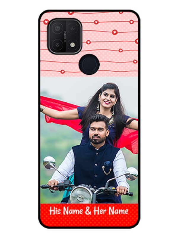 Custom Oppo A15 Personalized Glass Phone Case - Red Pattern Case Design