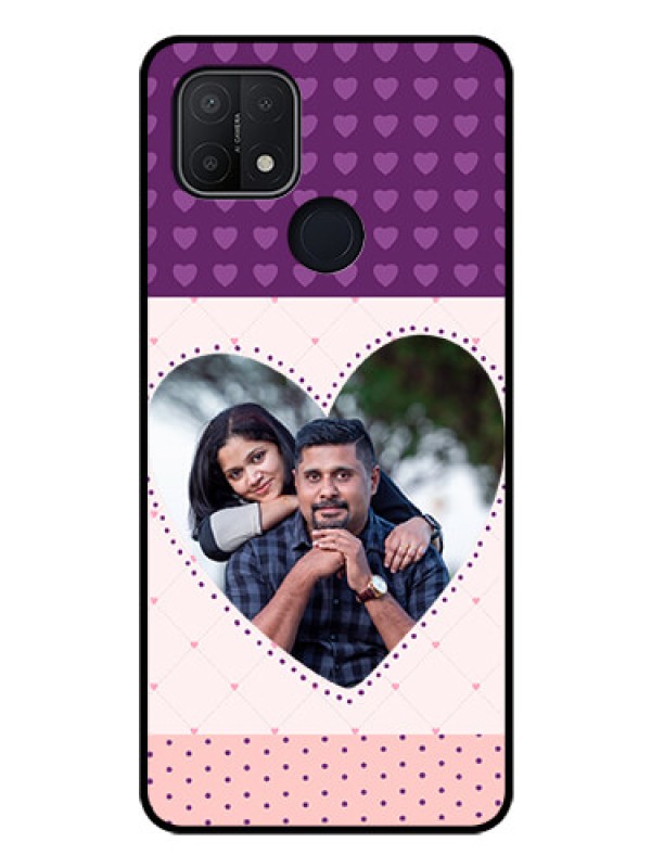 Custom Oppo A15 Custom Glass Phone Case - Violet Love Dots Design