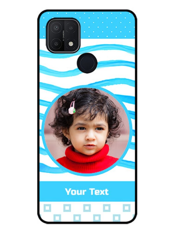Custom Oppo A15 Custom Glass Phone Case - Simple Blue Case Design