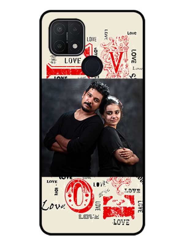 Custom Oppo A15 Photo Printing on Glass Case - Trendy Love Design Case