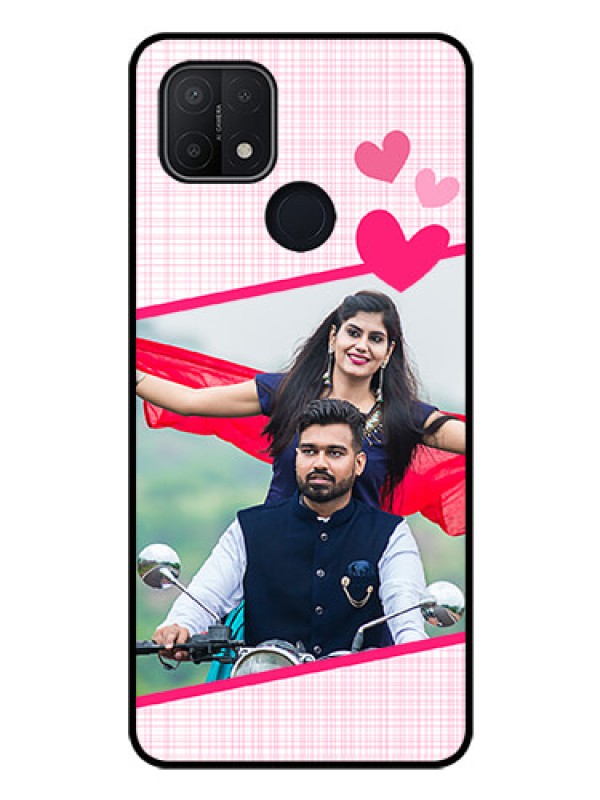 Custom Oppo A15 Custom Glass Phone Case - Love Shape Heart Design