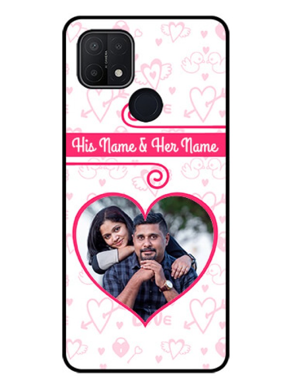Custom Oppo A15 Personalized Glass Phone Case - Heart Shape Love Design