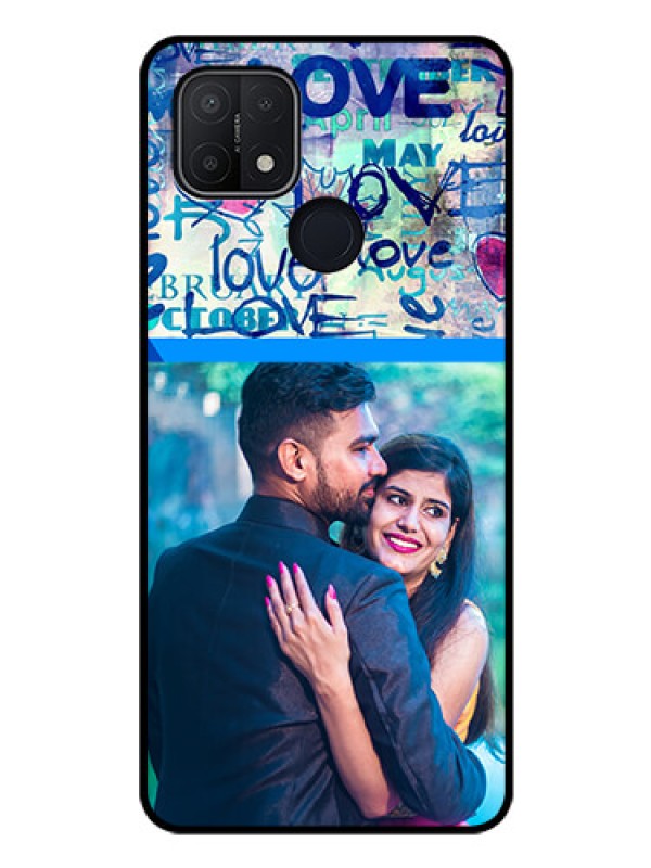 Custom Oppo A15 Custom Glass Mobile Case - Colorful Love Design