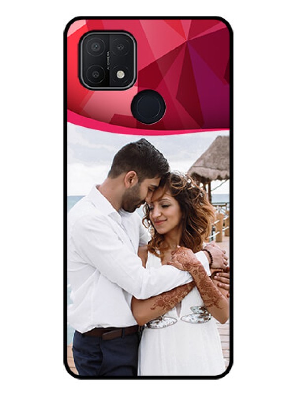 Custom Oppo A15 Custom Glass Mobile Case - Red Abstract Design