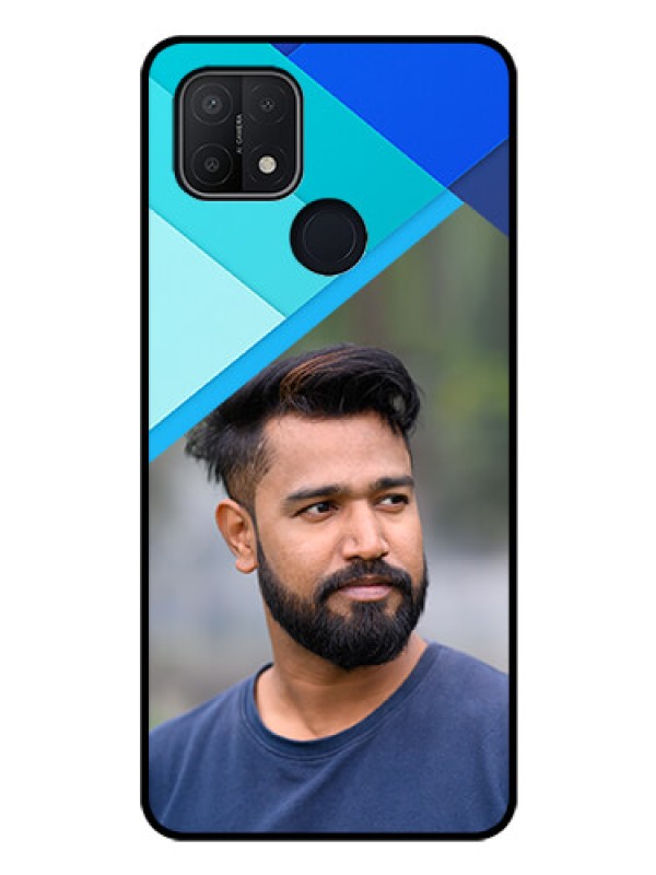 Custom Oppo A15 Custom Glass Phone Case - Blue Pattern Design