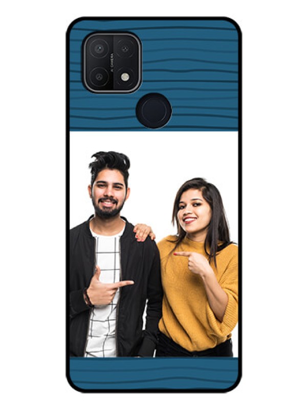 Custom Oppo A15 Custom Glass Phone Case - Blue Pattern Cover Design