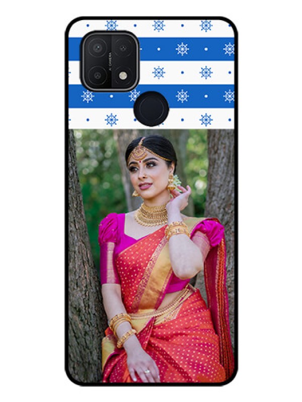 Custom Oppo A15 Photo Printing on Glass Case - Snow Pattern Design