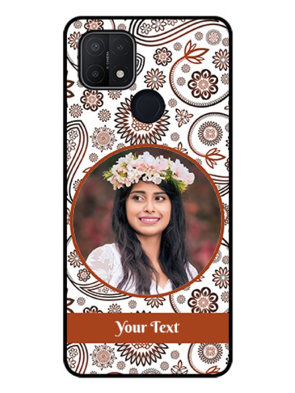 Custom Oppo A15 Custom Glass Mobile Case - Abstract Flower Design