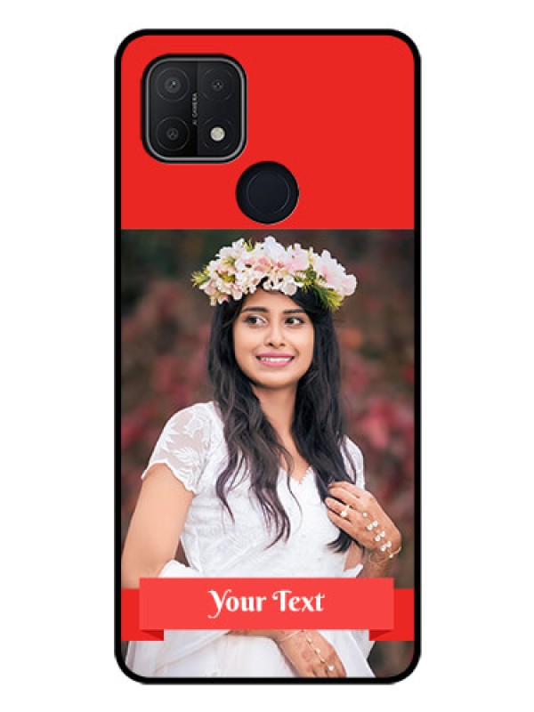 Custom Oppo A15 Custom Glass Phone Case - Simple Red Color Design