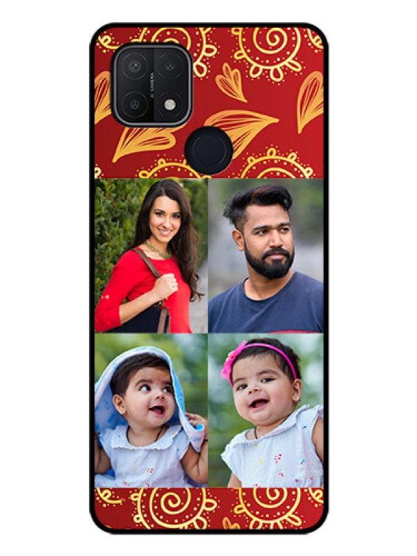 Custom Oppo A15 Photo Printing on Glass Case - 4 Image Traditional Design