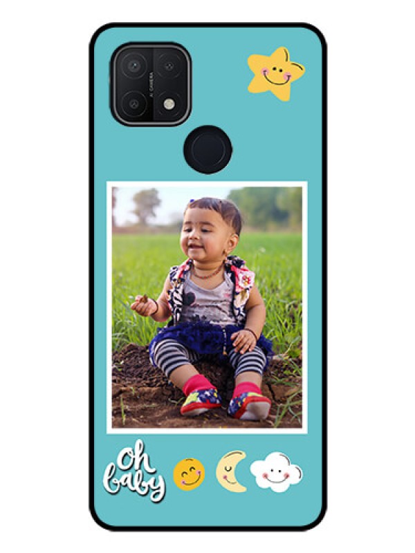 Custom Oppo A15 Personalized Glass Phone Case - Smiley Kids Stars Design