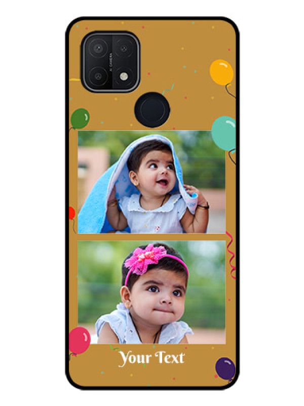 Custom Oppo A15 Personalized Glass Phone Case - Image Holder with Birthday Celebrations Design
